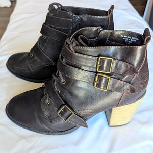 Diba heeled combat boots, brown, size 11